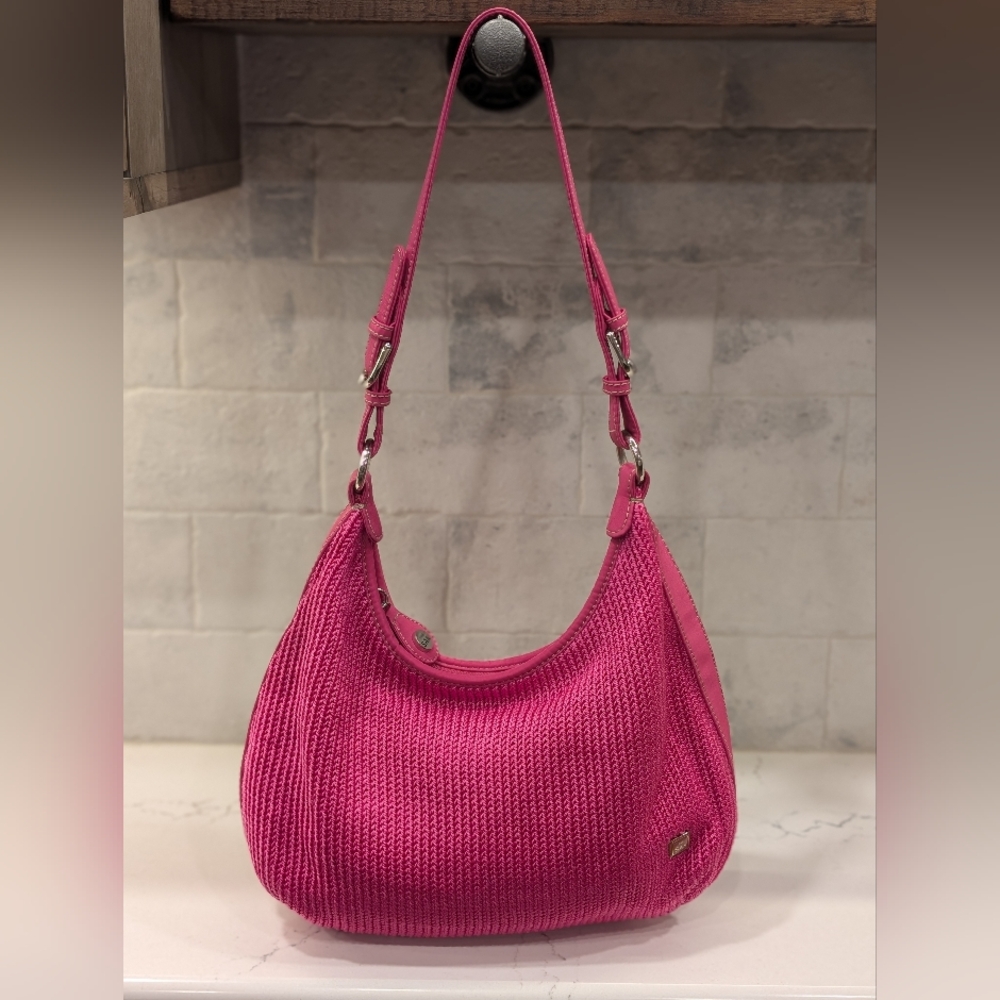 The SAK Knit Shoulder Bag - EUC - Pink - 14x9 Inches
